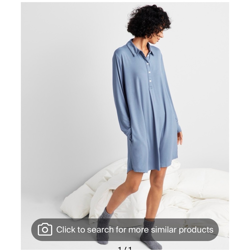 State of Day Blue Button-Up sleepwear Dress